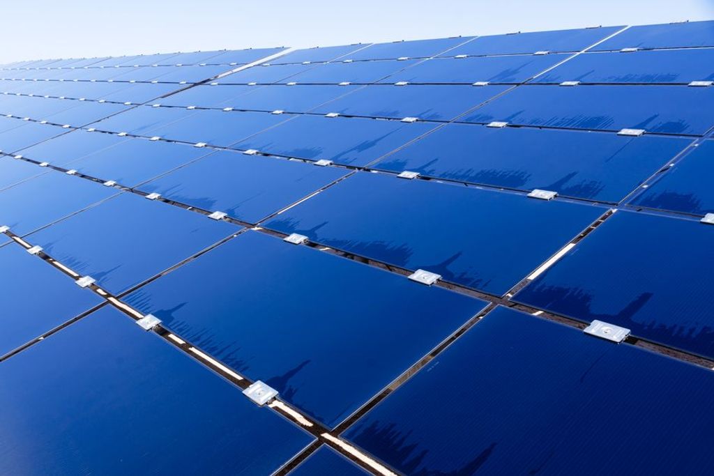solar panels close up blue sky